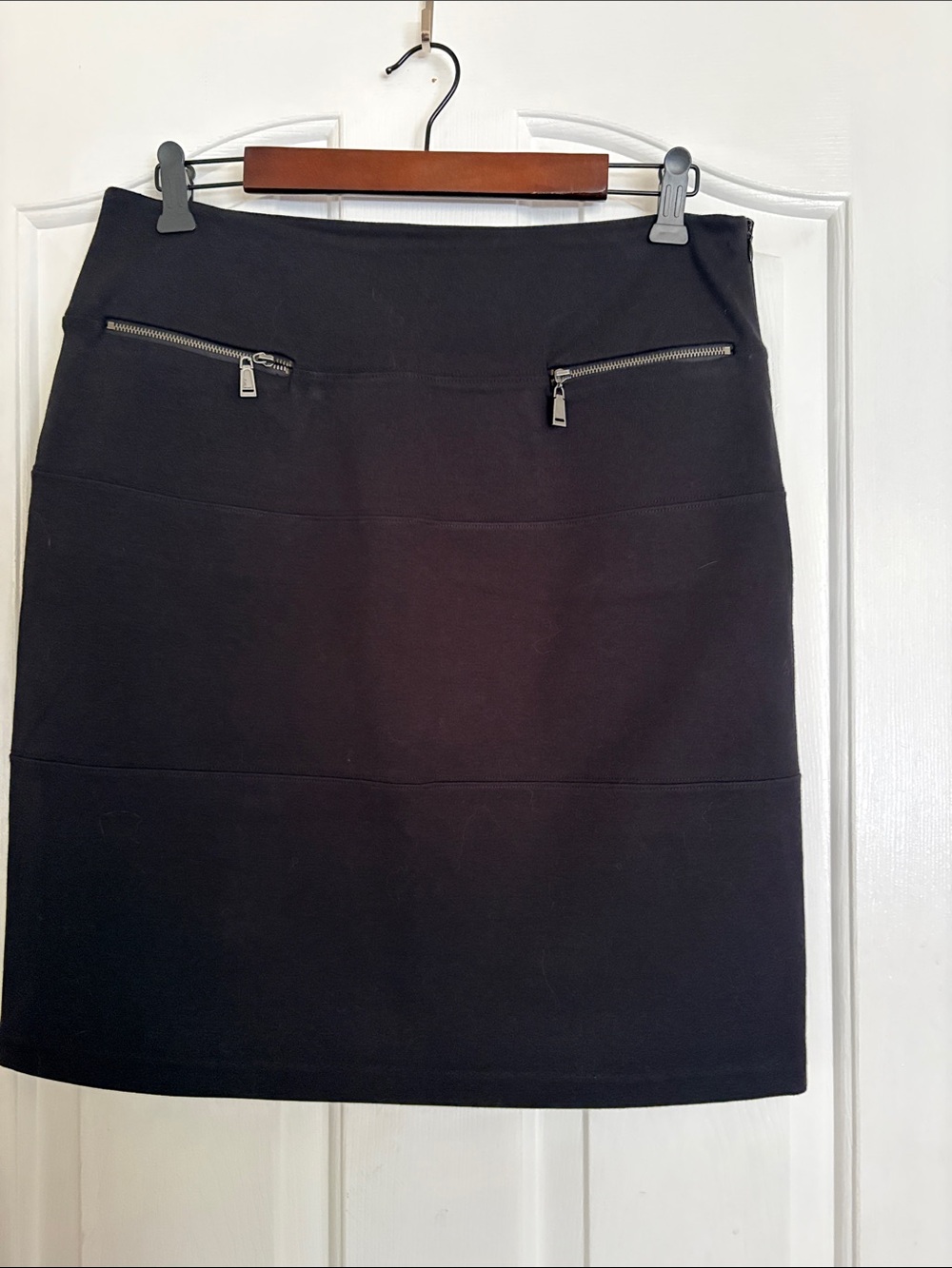 Women's Black Zip-Front Pencil Skirt